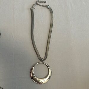 Chico’s Silver tone necklace with round pendant